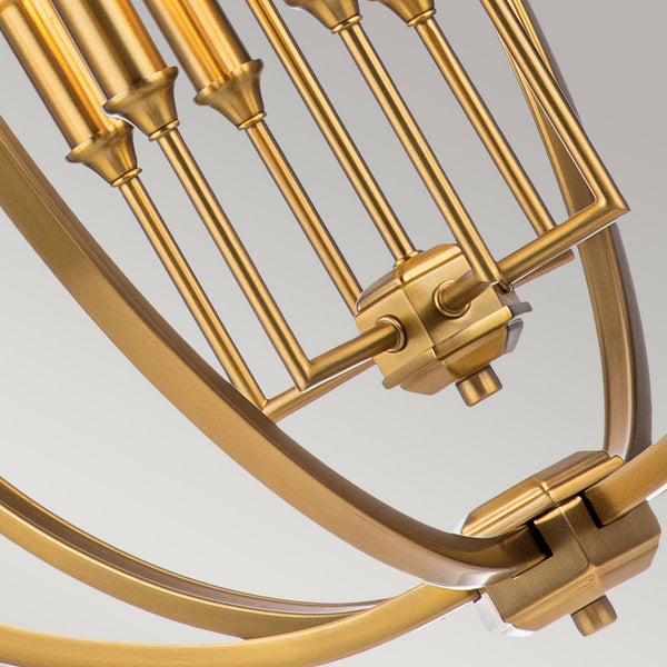 Corinne 6 Light Large Pendant Chandelier in Burnished Brass