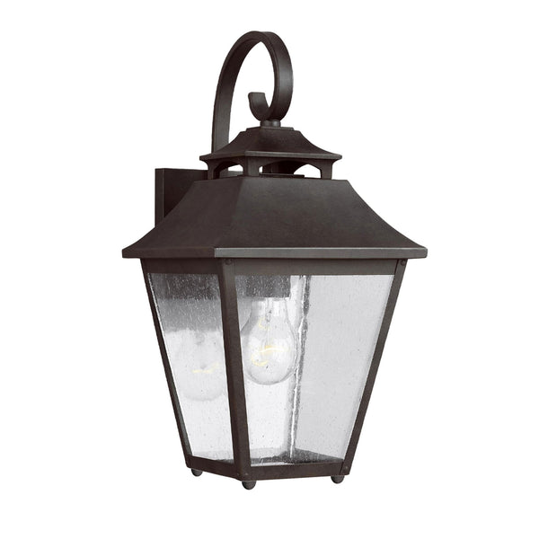 Galena 1 Light Medium Wall Lantern in Sable Finish with Seeded Glass Panes