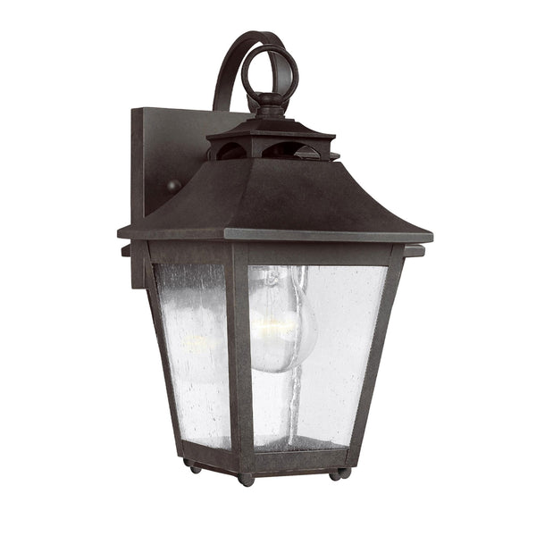 Galena 1 Light Small Wall Lantern in Sable Finish with Seeded Glass Panes
