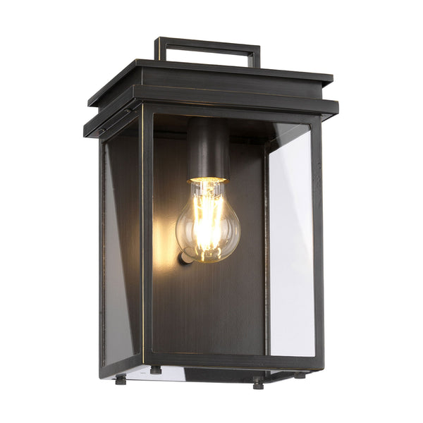 Glenview Medium Wall Lantern in Antique Bronze with Clear Glass Panes