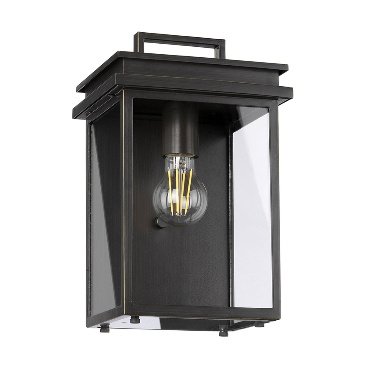 Glenview Medium Wall Lantern in Antique Bronze with Clear Glass Panes