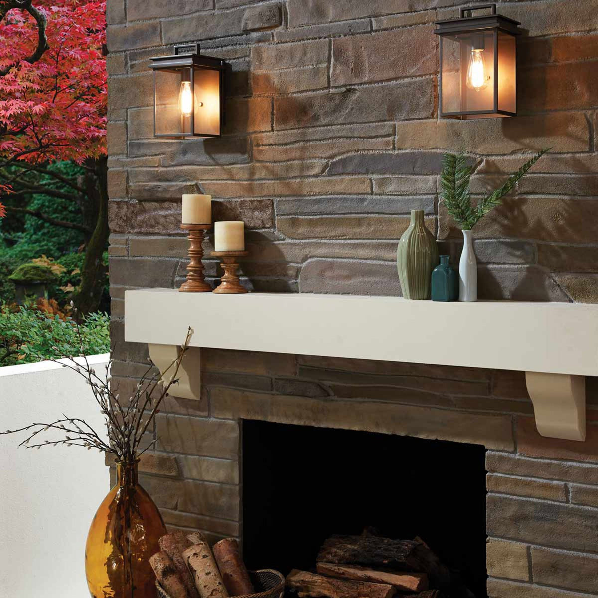 Glenview Medium Wall Lantern in Antique Bronze with Clear Glass Panes