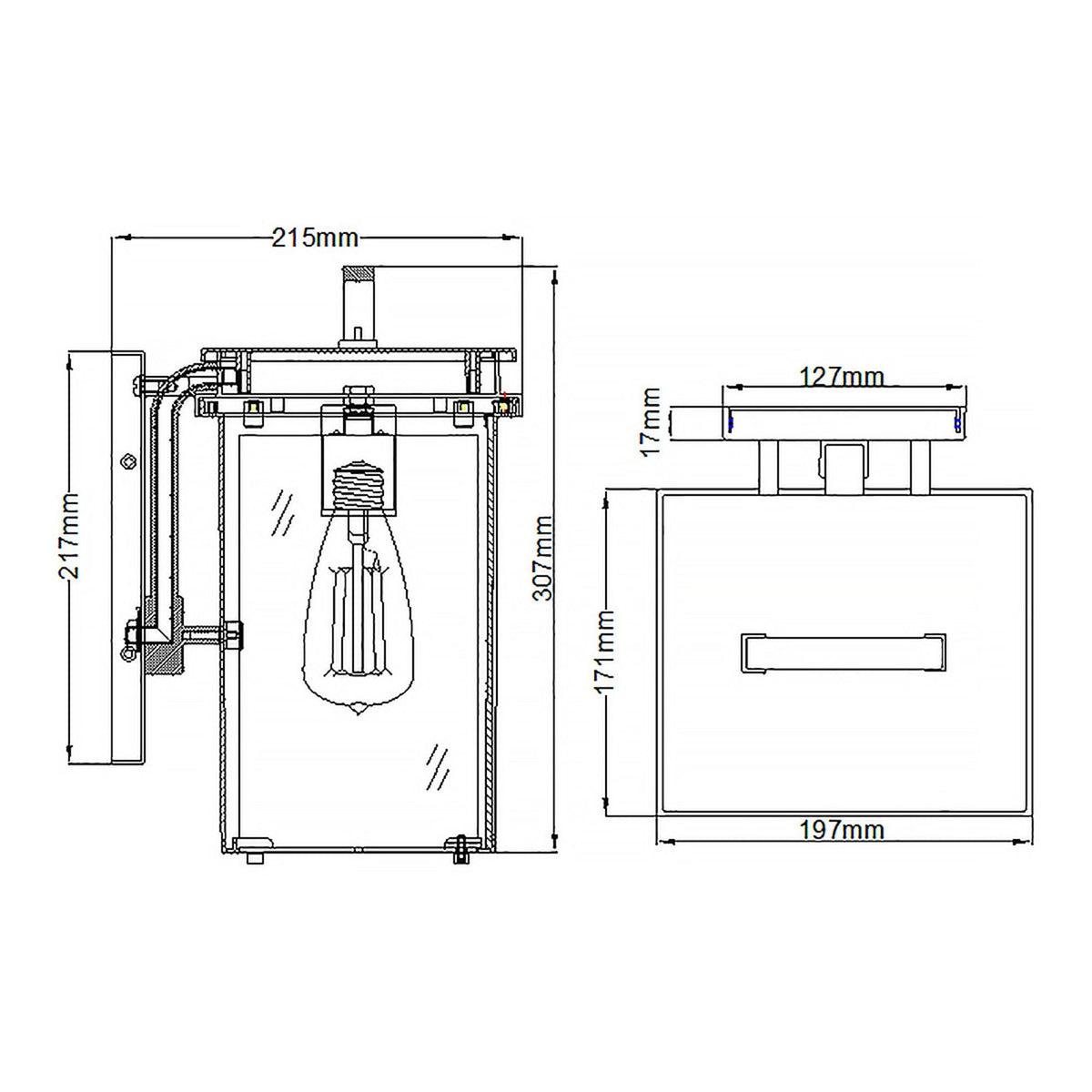 Glenview Medium Wall Lantern in Antique Bronze with Clear Glass Panes