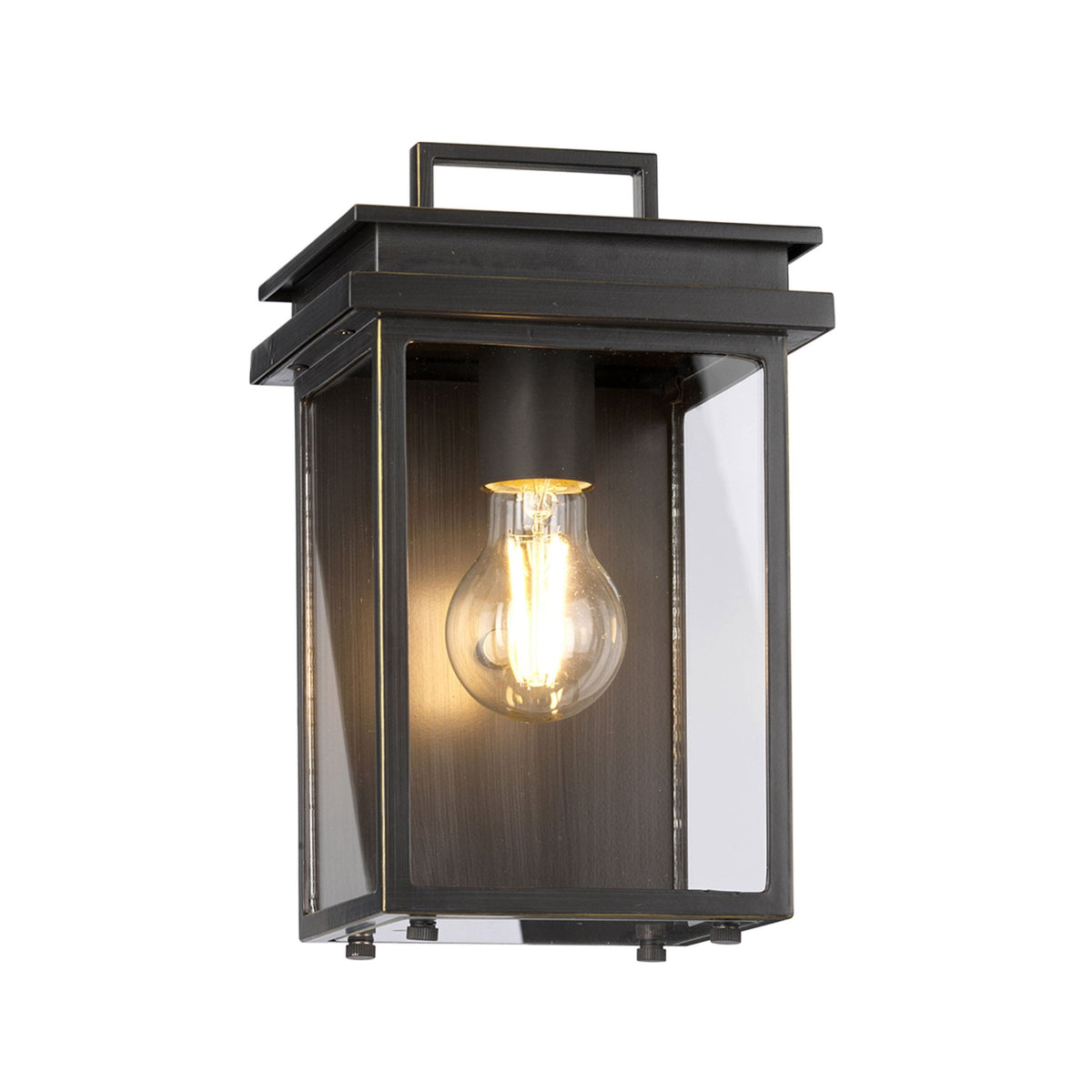 Glenview Small Wall Lantern in Antique Bronze with Clear Glass Panes