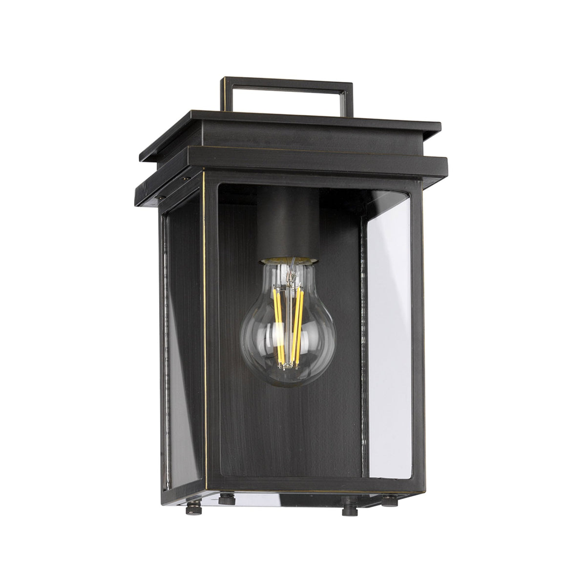 Glenview Small Wall Lantern in Antique Bronze with Clear Glass Panes