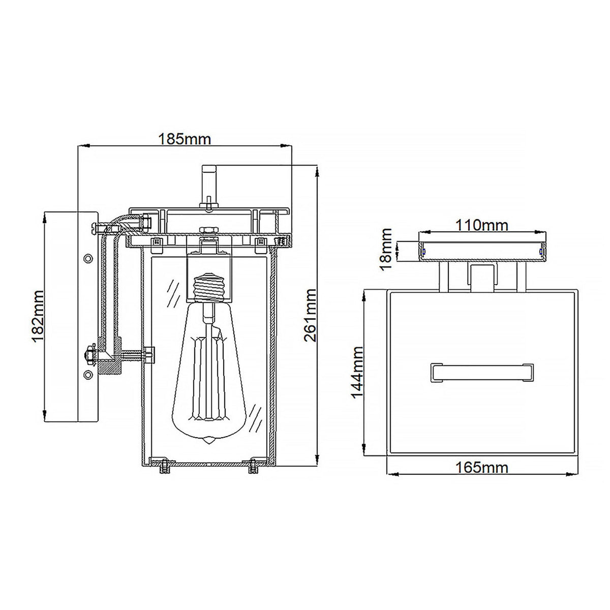 Glenview Small Wall Lantern in Antique Bronze with Clear Glass Panes