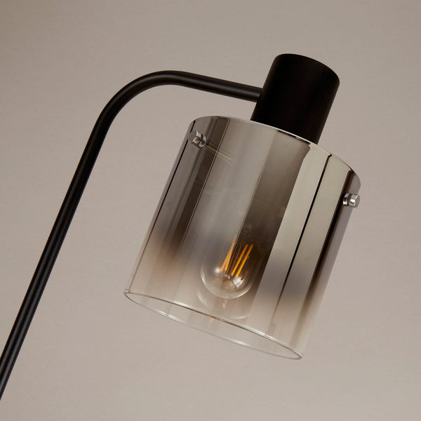 Belstone Large Floor Lamp in Black & Chrome with Smoke Fade Glass