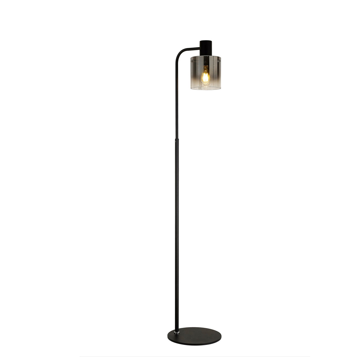 Belstone Large Floor Lamp in Black & Chrome with Smoke Fade Glass