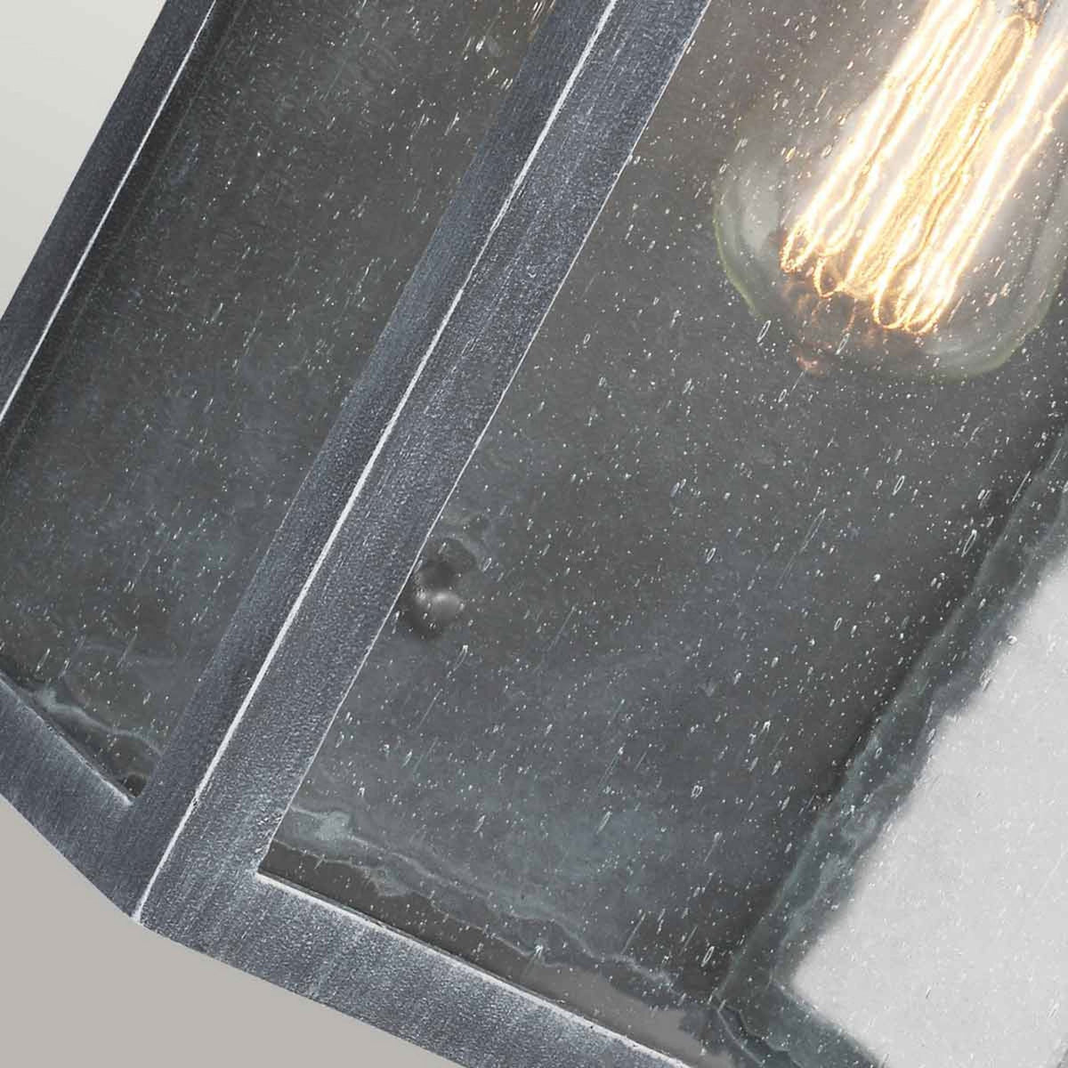 Hodges Coastal IP44 Large Wall Lantern in Ash Black with Seeded Glass