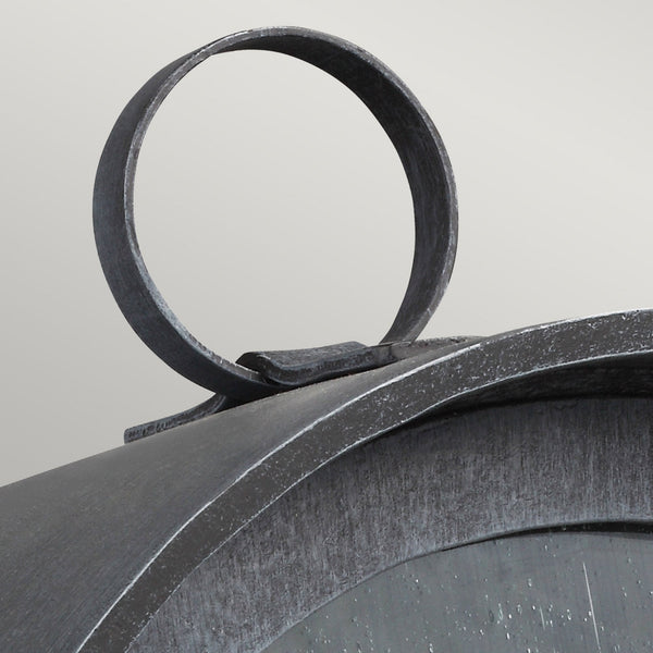 Hodges Coastal IP44 Small Wall Lantern in Ash Black with Seeded Glass