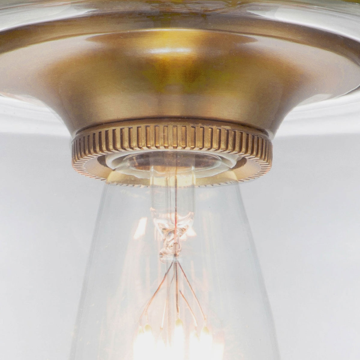 Hounslow Flush Ceiling Light in Burnished Brass with Clear Glass