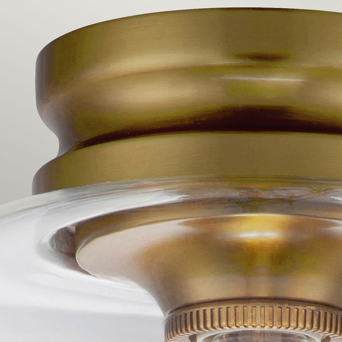 Hounslow Flush Ceiling Light in Burnished Brass with Clear Glass