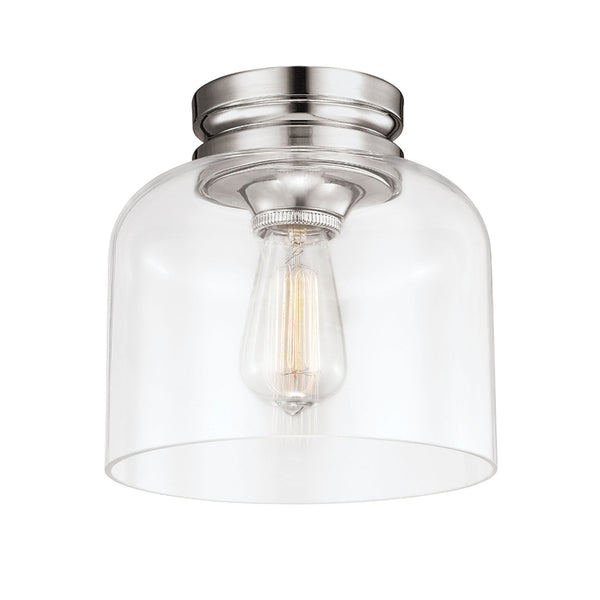 Hounslow Flush Ceiling Light in Polished Nickel with Clear Glass