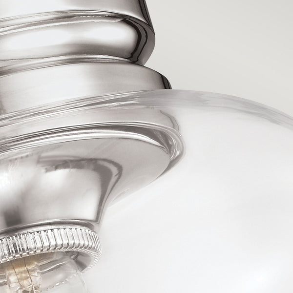 Hounslow Flush Ceiling Light in Polished Nickel with Clear Glass