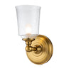Huguenot Lake IP44 Single Wall Light in Burnished Brass & Clear Seeded Glass