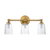 Huguenot Lake IP44 Triple Wall Light in Burnished Brass & Clear Seeded Glass