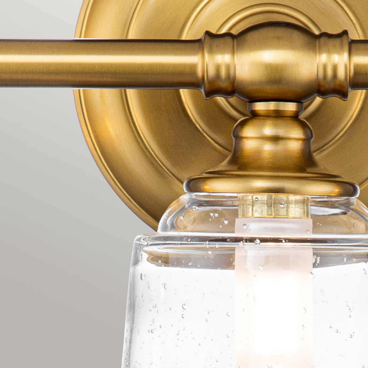 Huguenot Lake IP44 Triple Wall Light in Burnished Brass & Clear Seeded Glass