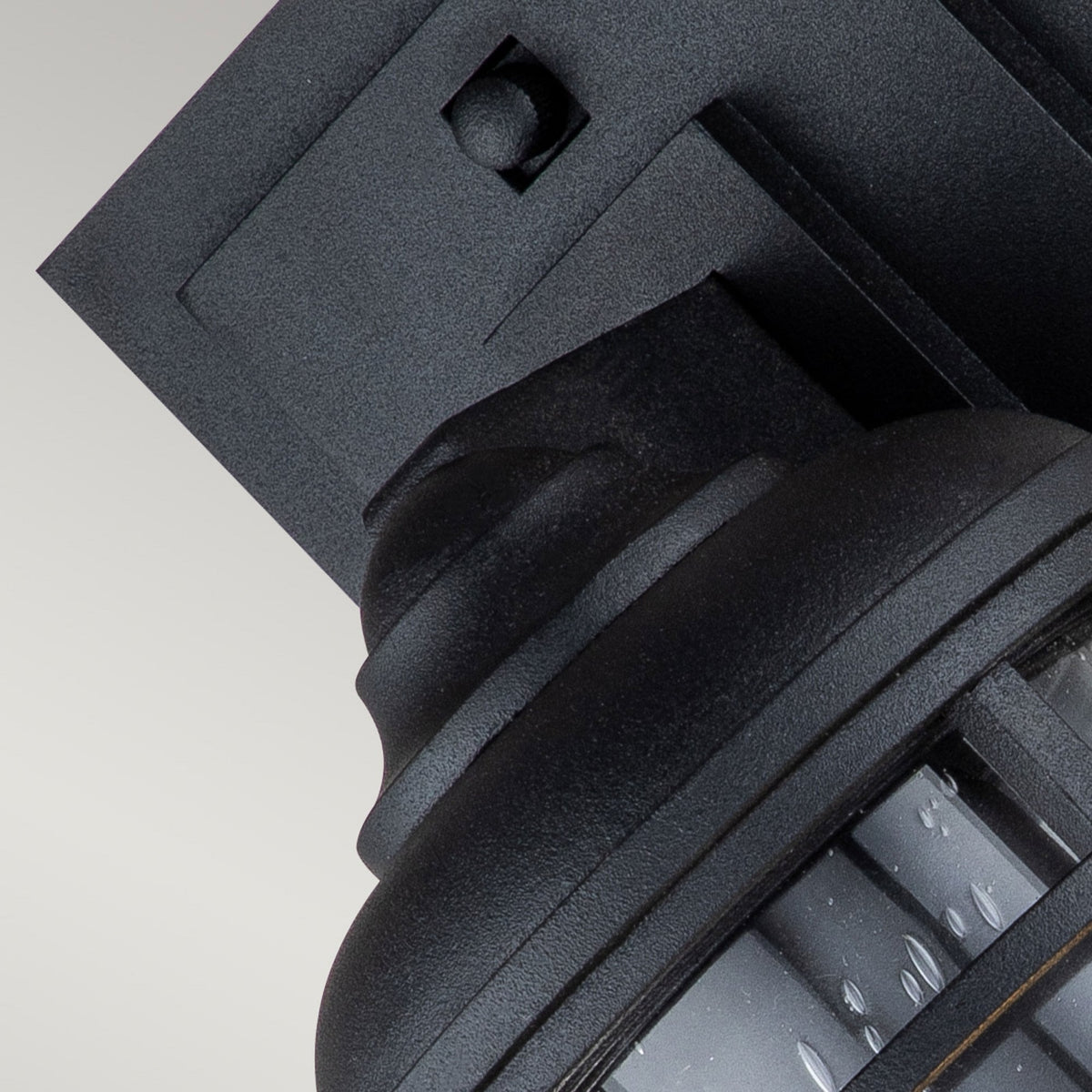 Lighthouse IP44 Small Wall Lantern in Textured Black with Clear Seeded Glass