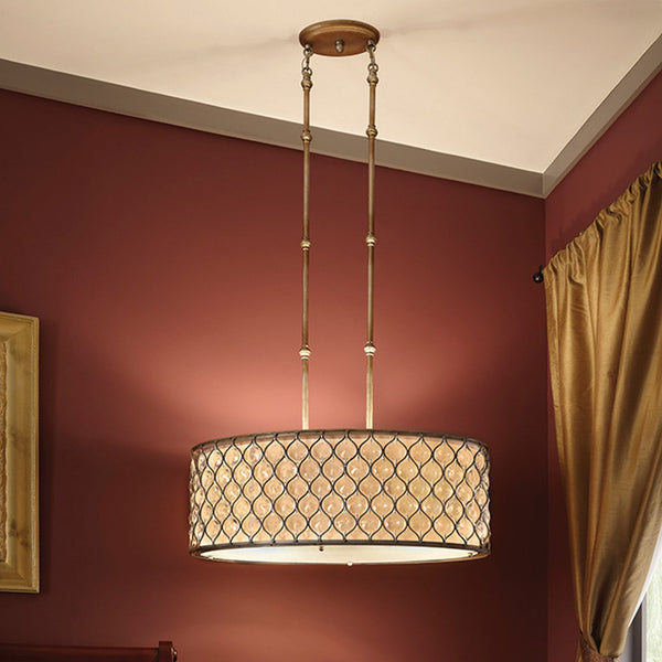 Lucia Oval Crystal Pendant Light in Burnished Silver