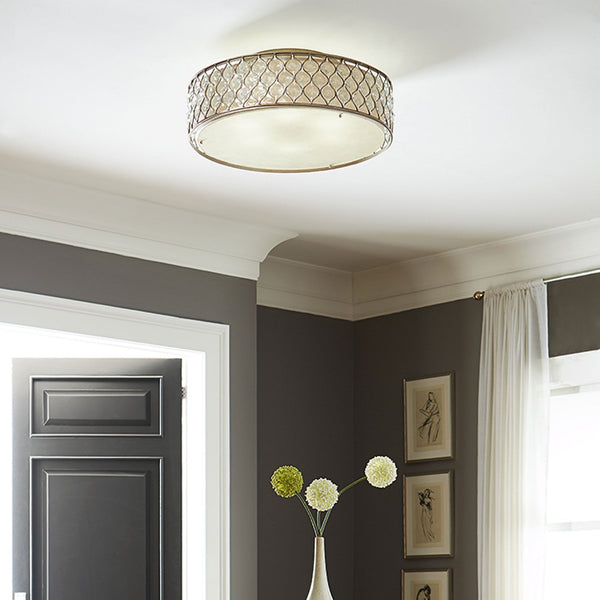 Lucia Six Lamp Large Semi Flush Crystal Ceiling Light in Burnished Silver