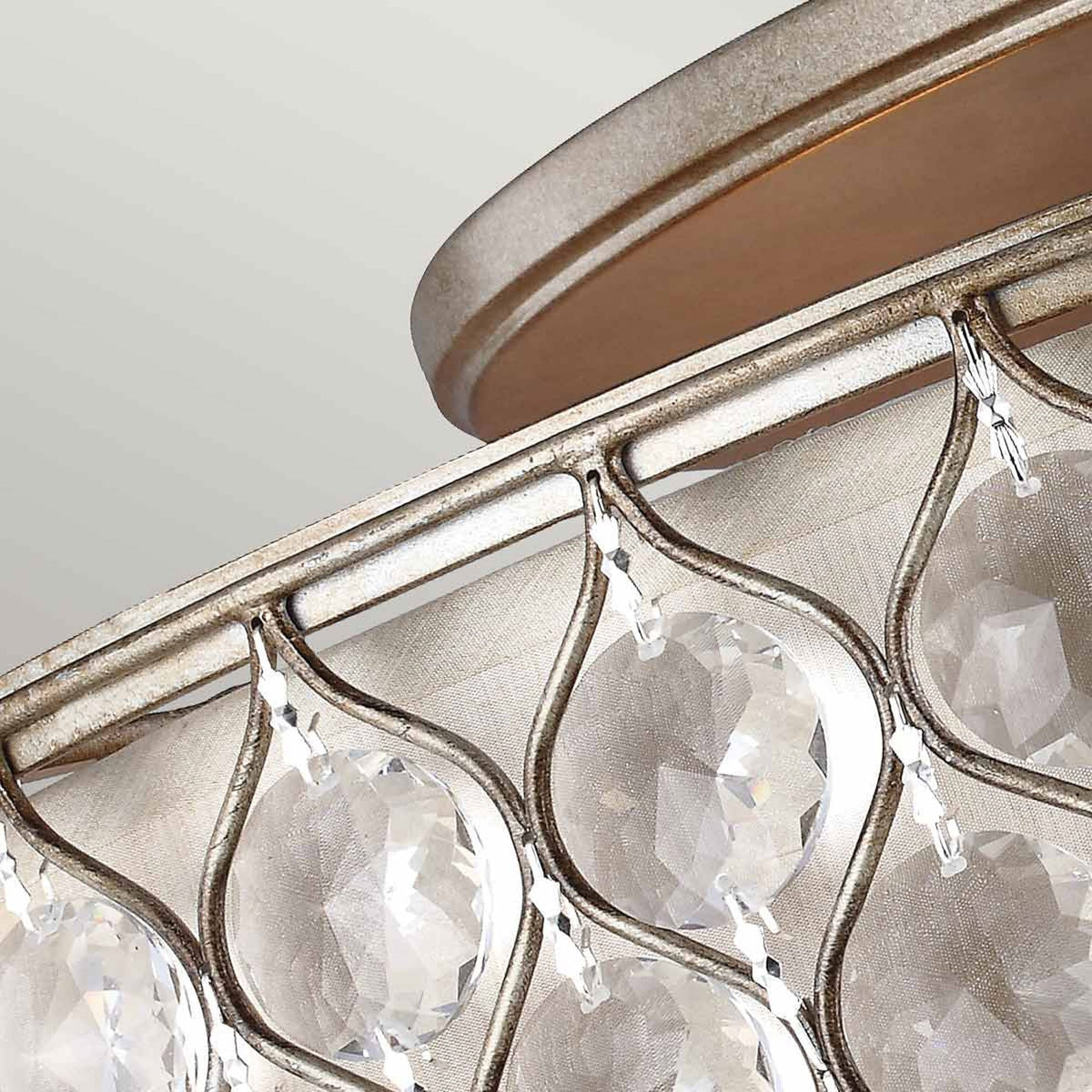 Lucia Six Lamp Large Semi Flush Crystal Ceiling Light in Burnished Silver