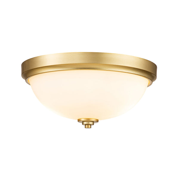 Malibu Flush Mount IP44 Ceiling Light in Brushed Brass & Opal Etched Glass