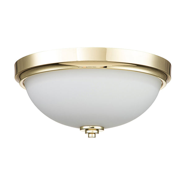 Malibu Flush Mount IP44 Ceiling Light in Polished Brass & Opal Etched Glass