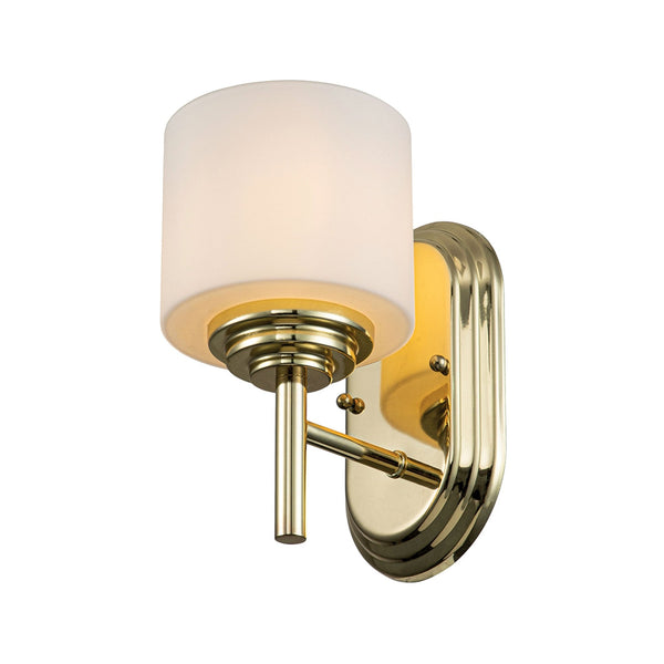 Malibu IP44 Wall Light in Polished Brass & Opal Etched Glass