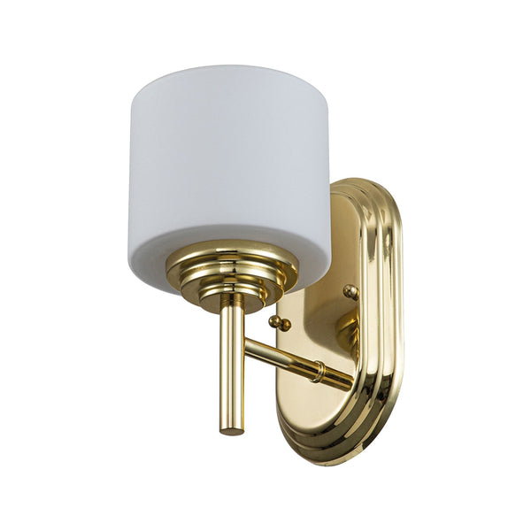 Malibu IP44 Wall Light in Polished Brass & Opal Etched Glass