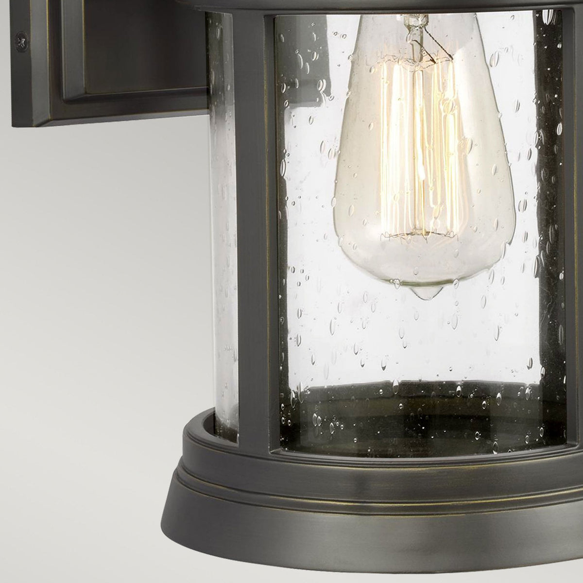 Newport IP44 Coastal Medium Wall Lantern in Antique Bronze with Clear Seeded Glass