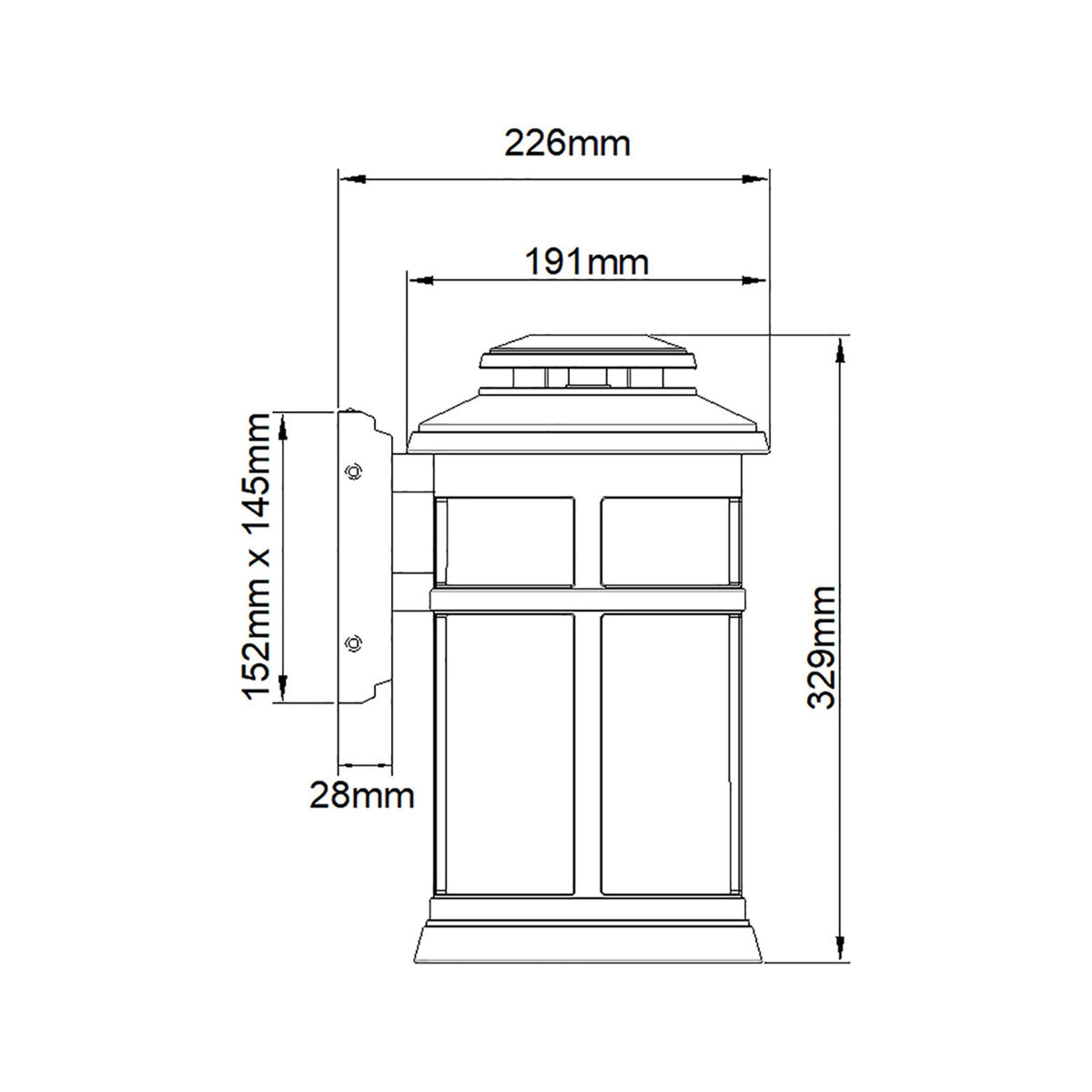Newport IP44 Coastal Medium Wall Lantern in Antique Bronze with Clear Seeded Glass
