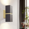 Passa Cube Up & Down Wall Light in Black with Gold Detailing