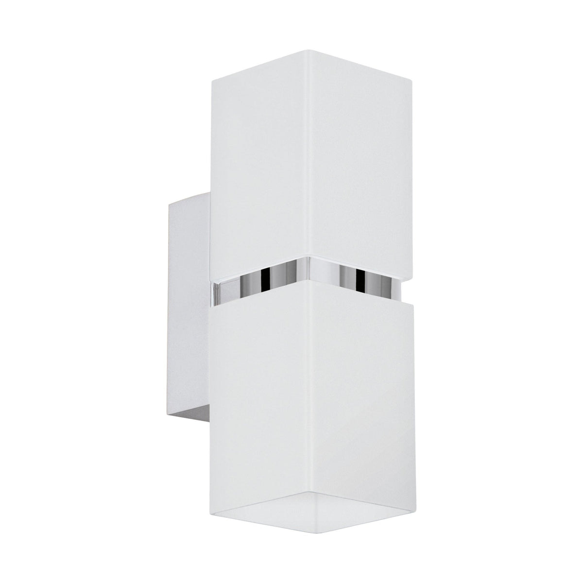 Passa Cube Up & Down Wall Light in White with Chrome Detailing