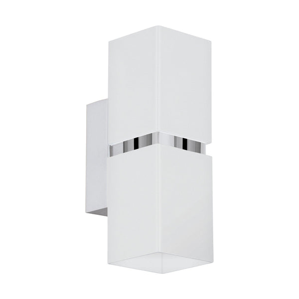 Passa Cube Up & Down Wall Light in White with Chrome Detailing