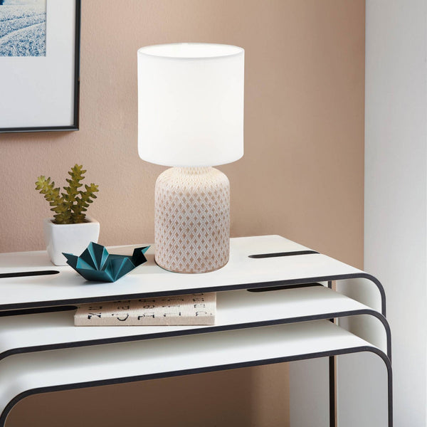 Bellariva Ceramic Table Lamp in Cream White with White Shade