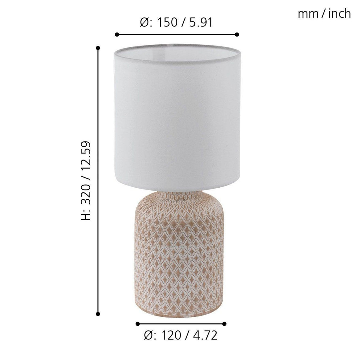 Bellariva Ceramic Table Lamp in Cream White with White Shade