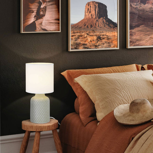 Bellariva Ceramic Table Lamp in Grey with White Shade