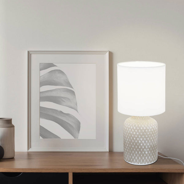 Bellariva Ceramic Table Lamp in Grey with White Shade