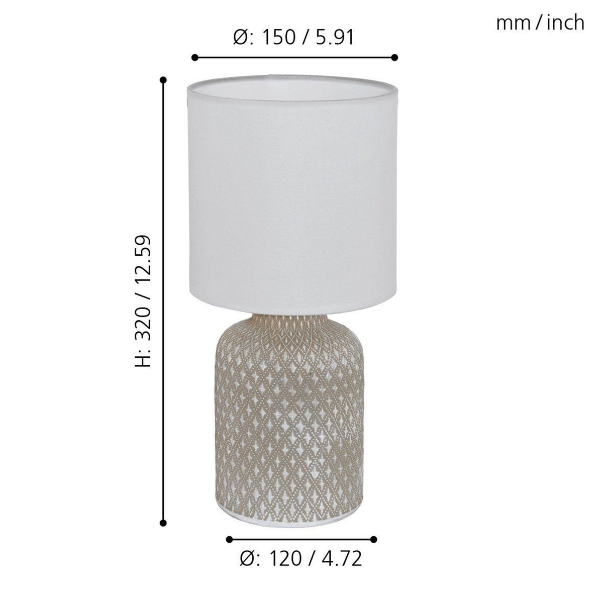 Bellariva Ceramic Table Lamp in Grey with White Shade