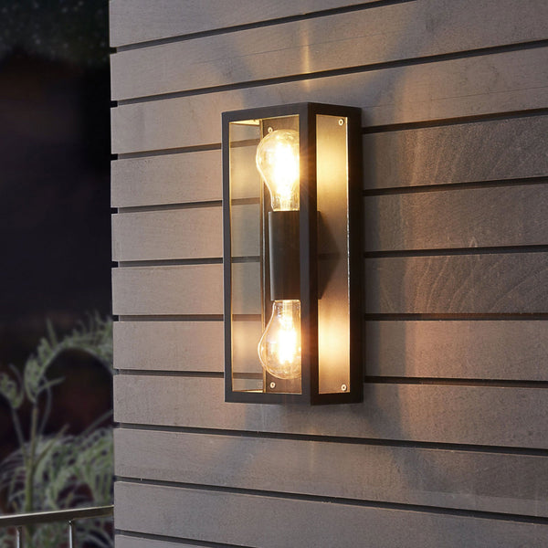 Alamonte 1 IP44 Twin Lamp Outdoor Wall Light in Black