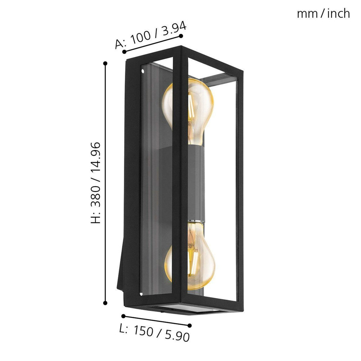 Alamonte 1 IP44 Twin Lamp Outdoor Wall Light in Black