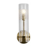 Scope IP44 Bathroom Wall Light In Satin Brass With Etched Glass Shade