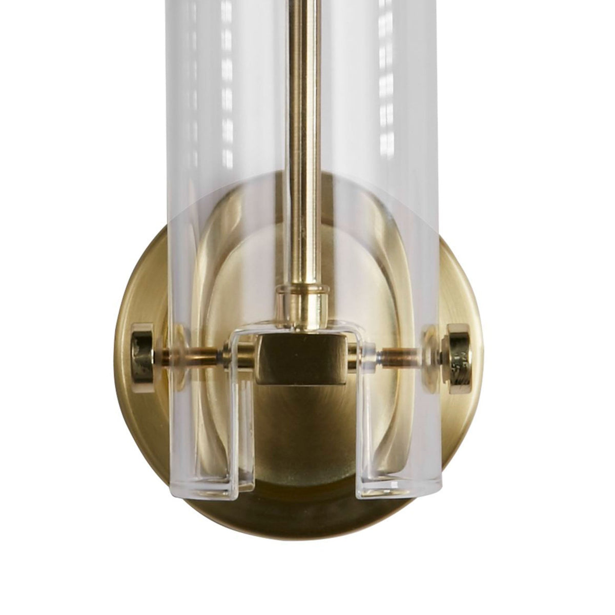 Scope IP44 Bathroom Wall Light In Satin Brass With Etched Glass Shade