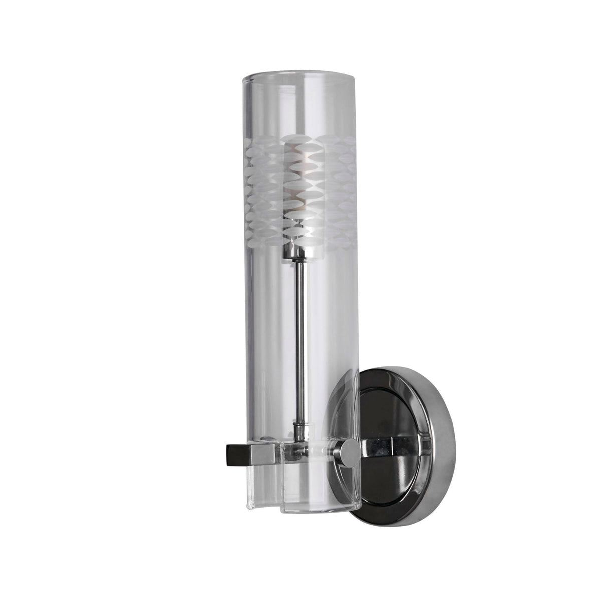 Scope IP44 Bathroom Wall Light In Polished Chrome With Etched Glass Shade