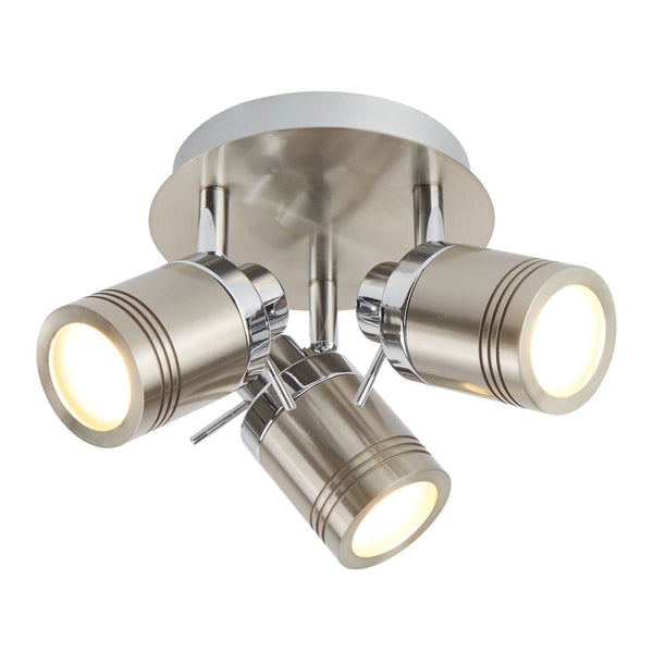 Samson Triple Round Adjustable IP44 Bathroom Spotlight in Satin Silver