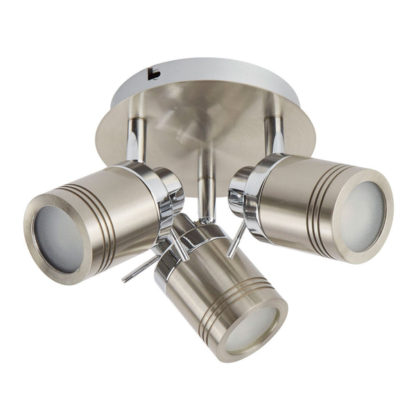 Samson Triple Round Adjustable IP44 Bathroom Spotlight in Satin Silver