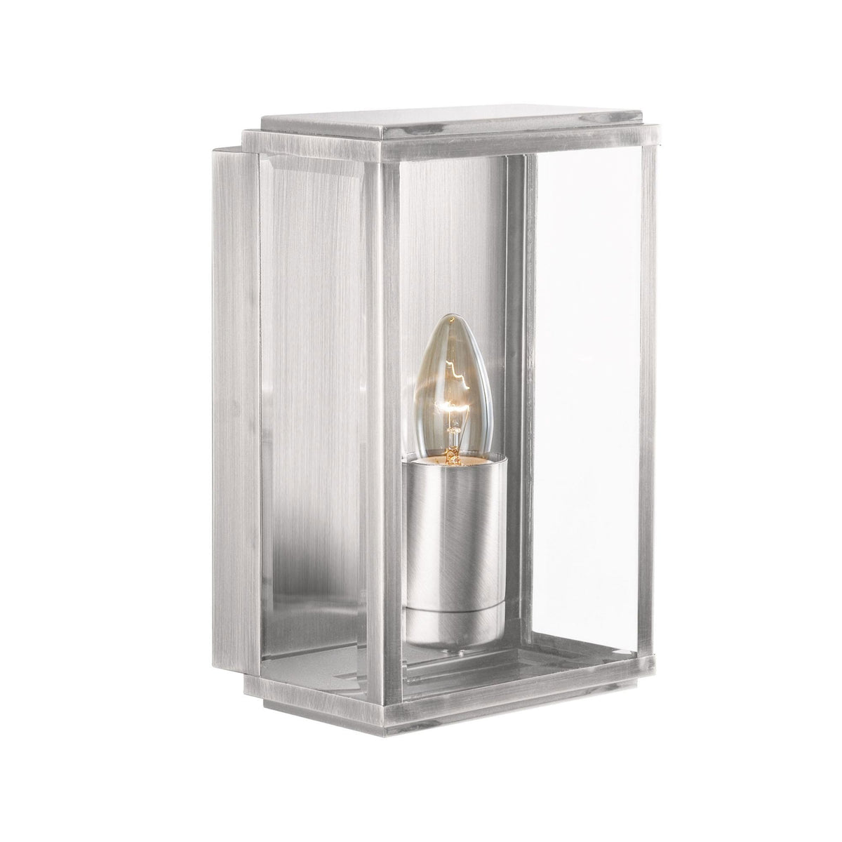 Box Outdoor Wall Lantern In Satin Silver