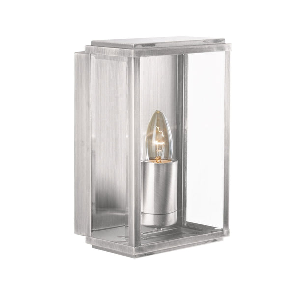 Box Outdoor Wall Lantern In Satin Silver