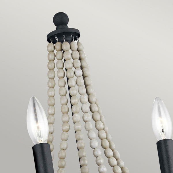 Nori Two Arm Wall Light in Dark Weathered Zinc with Driftwood Grey Beads