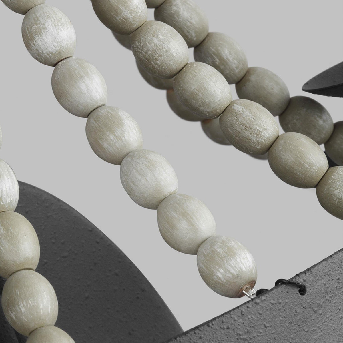 Nori Two Arm Wall Light in Dark Weathered Zinc with Driftwood Grey Beads